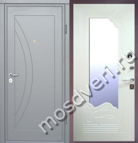 Светло-серая входная дверь с зеркалом ВДЗ-864 - купить от производителя Мосдвери Светло-серая входная дверь с зеркалом ВДЗ-864